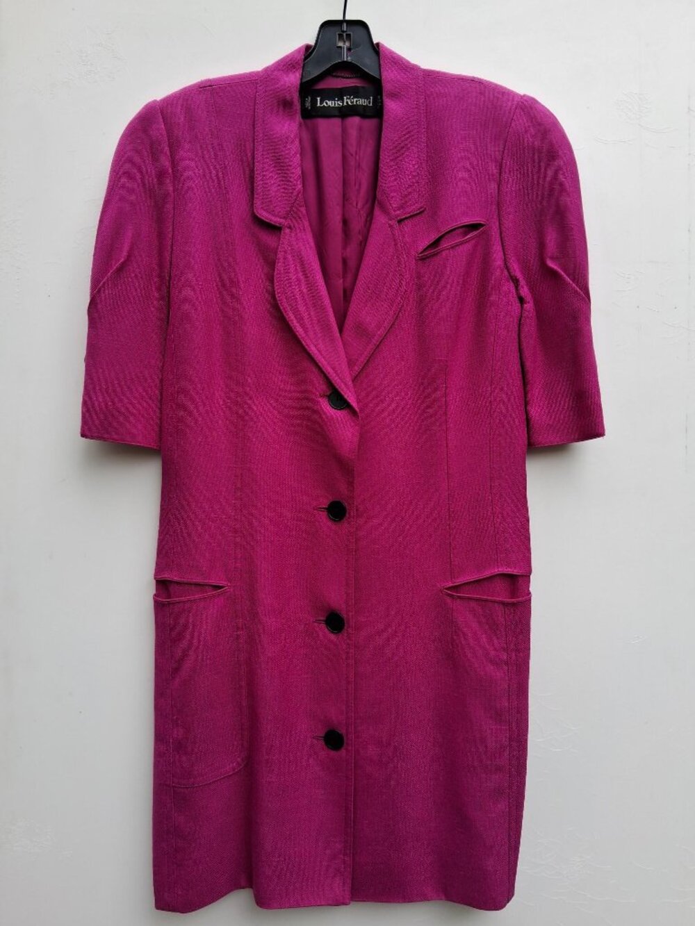 Vintage Louis Feraud women's viscose blazer, fuchsia (size 6)